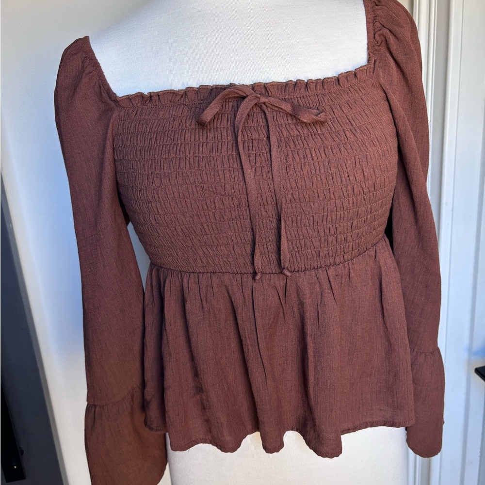 Smocked Boho Long Sleeve Top